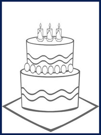 Three-Tier Birthday Cake Line Drawing
