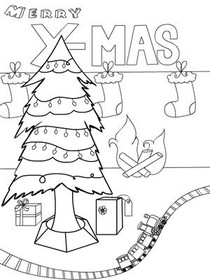 Merry Christmas Tree Coloring Card