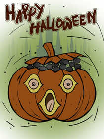 Surprised Pumpkin Halloween Greeting Card