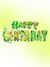 Green Happy Birthday Greeting Card
