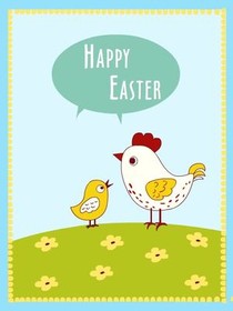 Happy Easter Chicken and Chicks Card