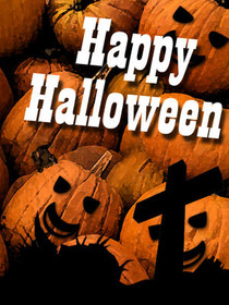 Happy Halloween Pumpkins & Cross