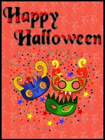 Happy Halloween Colorful Masks Card