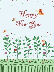 Happy New Year Floral Garden