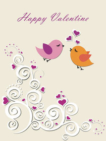 Happy Valentine Birds & Swirls
