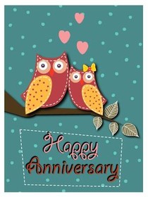 Cute Owls Happy Anniversary Card