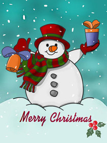 Cheerful Snowman Christmas Greeting Card