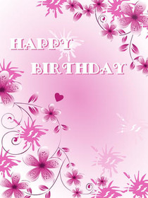 Pink Floral Happy Birthday Card