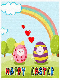 Happy Easter Egg Characters Card