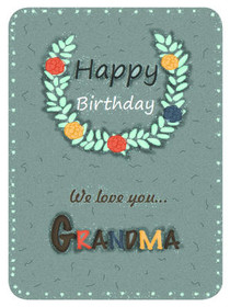 Happy Birthday Grandma Floral Wreath