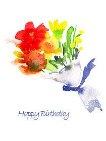 Watercolor Flowers Happy Birthday