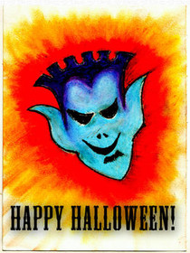 Vintage Devil Halloween Greeting Card