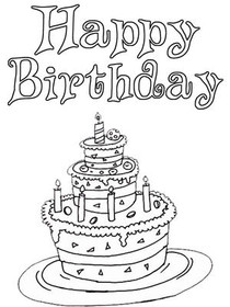 Happy Birthday Cake Coloring Card