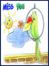 Miss You Parrot Mirror Greeting Card