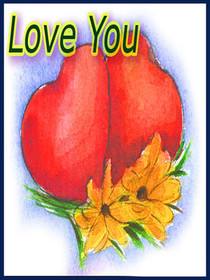 Love You Red Hearts with Yellow Flowers