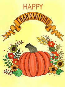 Happy Thanksgiving Pumpkin Greeting Card