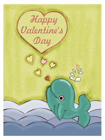 Happy Valentine's Day Whale Card