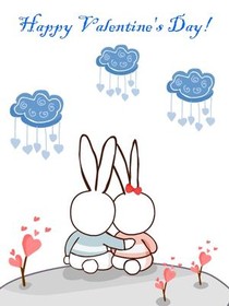 Happy Valentine's Day Cute Rabbits