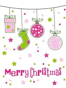 Colorful Hanging Ornaments Christmas Card