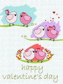 Happy Valentine's Day Pink Birds