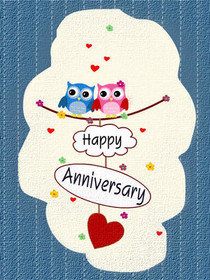 Happy Anniversary Owl Couple Card