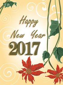 Happy New Year 2017 Floral Greeting Card