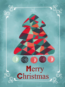 Geometric Red Christmas Tree Card