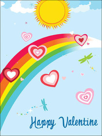Happy Valentine Rainbow Hearts Card