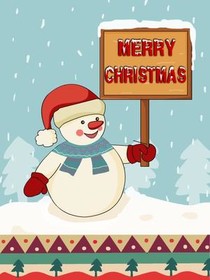 Cheerful Snowman Merry Christmas