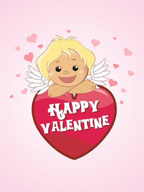 Happy Valentine Cupid with Heart