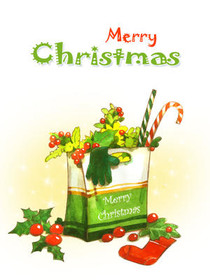 Merry Christmas Floral Arrangement Card