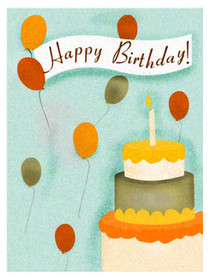 Happy Birthday Cake & Balloons