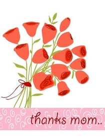 Red Poppies Thanks Mom Card