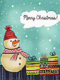 Cheerful Snowman Christmas Card