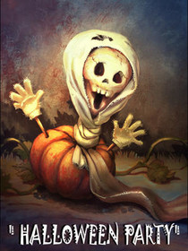 Spooky Skeleton Pumpkin Halloween Party