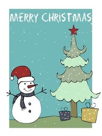 Snowman & Christmas Tree Holiday Card