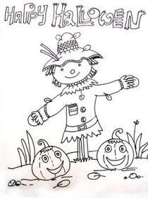 Happy Halloween Scarecrow Coloring Card