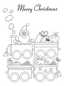 Santa's Christmas Train Coloring Card