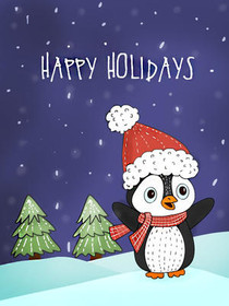 Happy Holidays Penguin Greeting Card