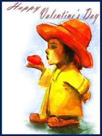 Vintage Valentine's Day Bear with Red Hat