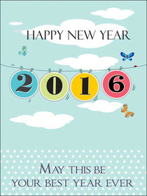 Happy New Year 2016 Greeting Card