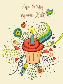 Happy Birthday Sister Cupcake Card