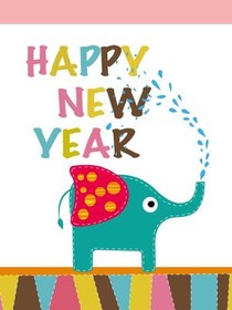 Happy New Year Elephant Card