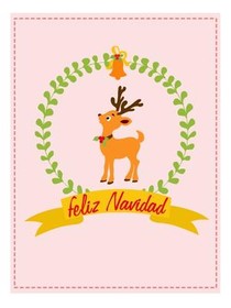 Feliz Navidad Reindeer Christmas Card