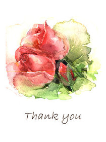Watercolor Rose Thank You Card