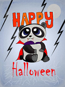 Happy Halloween Panda Vampire Card