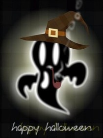 Spooky Witch Ghost Halloween Card