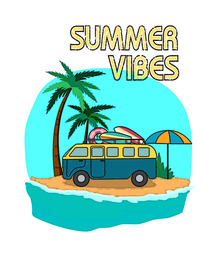 Summer Vibes Beach Van Card