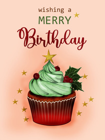 Merry Birthday Cupcake Card
