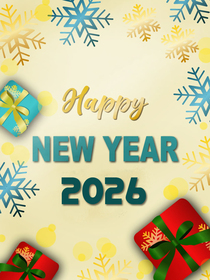 Happy New Year 2026 Festive Greeting Card